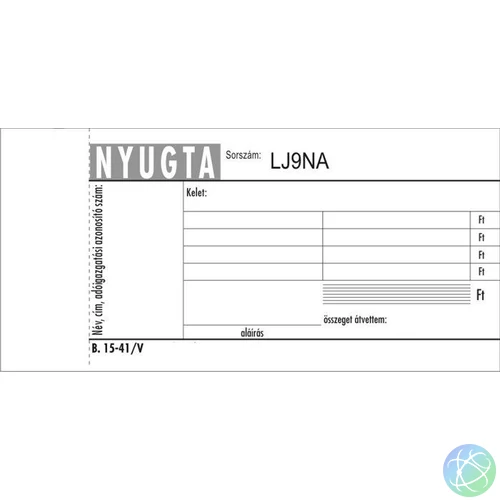Nyomtatvány, nyugta 4 soros, 50x2, VICTORIA PAPER "B.15-41", 20 tömb/csomag