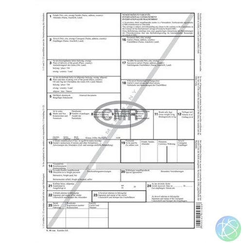 Nyomtatvány, nemzetközi fuvarlevél, 4 példány, A4, VICTORIA PAPER "CMR"