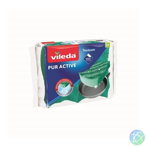 Mosogatószivacs, 2 db, VILEDA "Pur Active", zöld