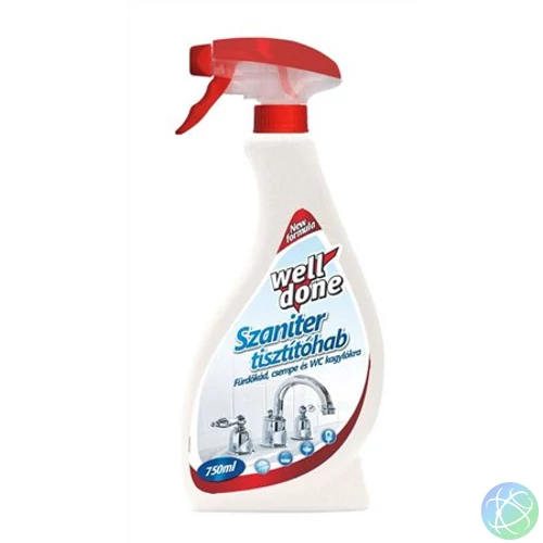 Szaniter tisztító hab, szórófejes, 0,75 l, WELL DONE