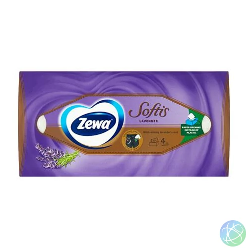 Kozmetikai kendő, 4 rétegű, 80 db, ZEWA "Softis" levendula