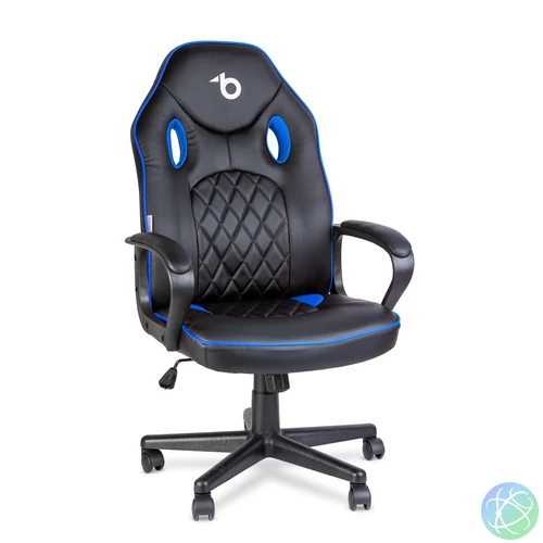 Gamer szék karfával, fekete / kék, 71 x 53 cm / 53 x 47 cm