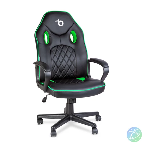 Gamer szék karfával, fekete / zöld, 71 x 53 cm / 53 x 47 cm