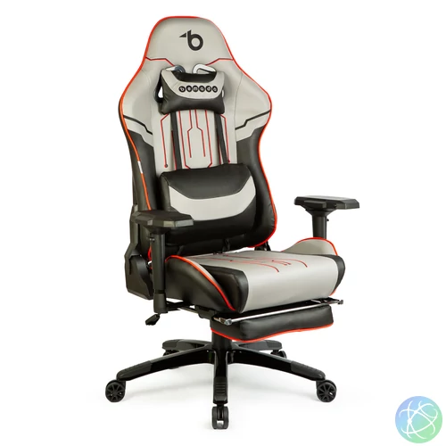 Gamer szék párnával - szürke/fekete/piros- 84 x 52 / 48 x 50 cm