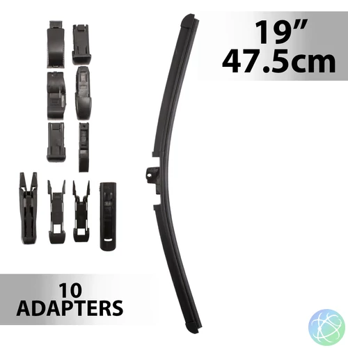 Ablaktörlő 19"/47,5 cm - 10 db adapterrel