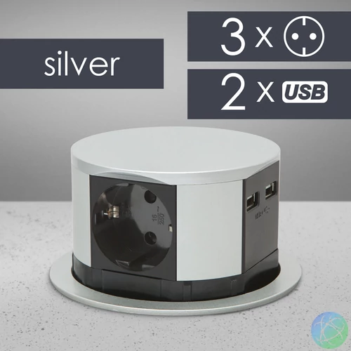Elosztó, rejtett, 3-as + USB-A + Type-C