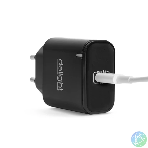 Adapter, Type-C, gyorstöltő, PD20W, fekete