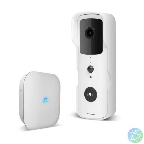 Smart Wi-Fi-s videó kaputelefon szett, akkumulátoros, MicroSD, FHD, PIR, fehér