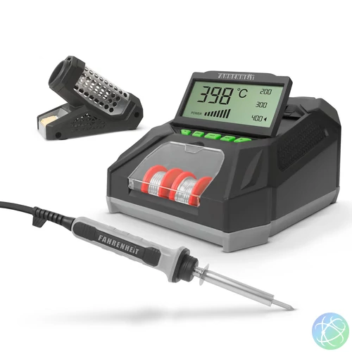 Digitális forrasztópáka állomás, LCD kijelzővel, pákaheggyel, ónnal és szivaccsal, 230 V