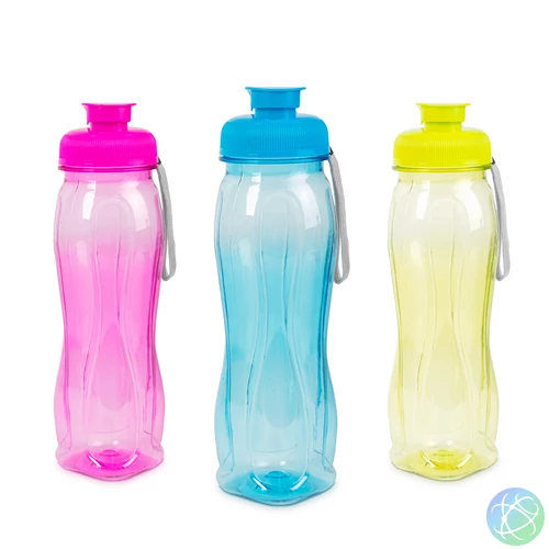 Sport kulacs, műanyag, átlátszó, 750 ml, 3 színben