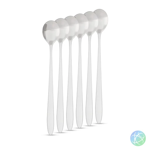 Rozsdamentes acél kávéskanál / latte macchiato kanál, 186 x 30 mm, 6 db / csomag
