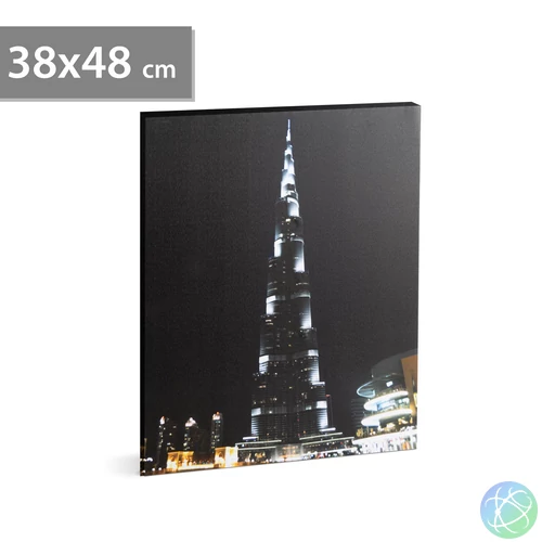 LED-es fali hangulatkép, "Burj Khalifa",  2 x AA, 38 x 48 cm