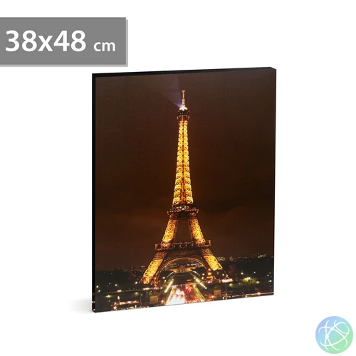 LED-es fali hangulatkép, "Eiffel torony",  2 x AA, 38 x 48 cm