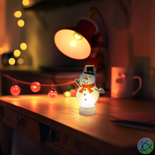 LED-es dekoráció - melegfehér - hóember - elemes