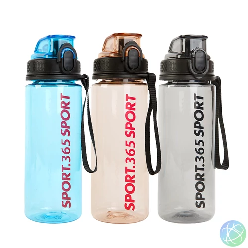 Sport kulacs - műanyag, átlátszó - 600 ml - 3 színben