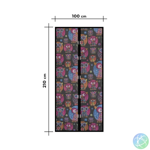 Szúnyogháló függöny ajtóra, mágneses, 100 x 210 cm, baglyos
