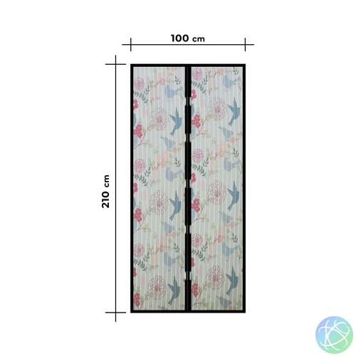 Szúnyogháló függöny ajtóra, mágneses, 100 x 210 cm, madár mintás