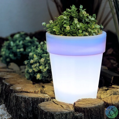 Szolár virágcserép - 4 hidegfehér LED - 16,5 x 19 cm