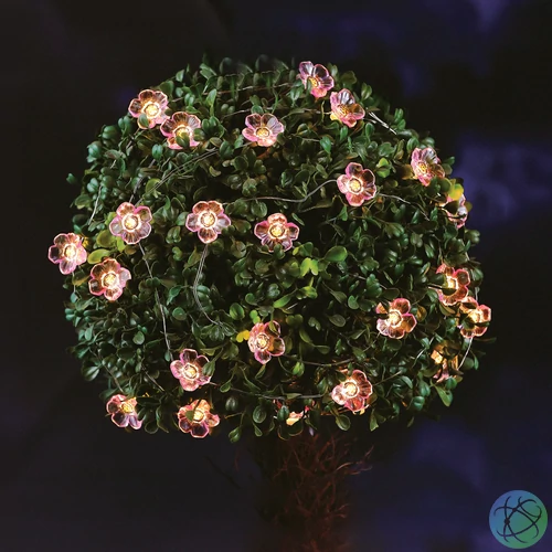 Szolár fényfüzér - virág - 2,4 m - 25 melegfehér LED