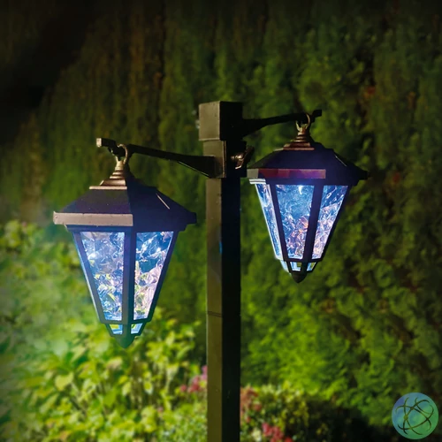 LED-es szolár lámpa - kandeláber - 137 cm - fekete - hidegfehér