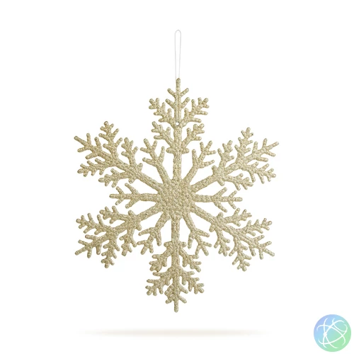 Karácsonyi dekoráció - jégkristály - glitteres arany - akasztható - 31 cm