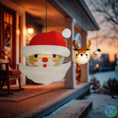 Karácsonyi lampion - Mikulás - papír - 30 cm