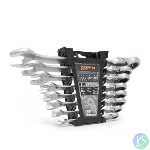 Racsnis csillag-villáskulcs készlet, 8,10,13,14,15,17,19, 21 mm, flexibilis fejjel