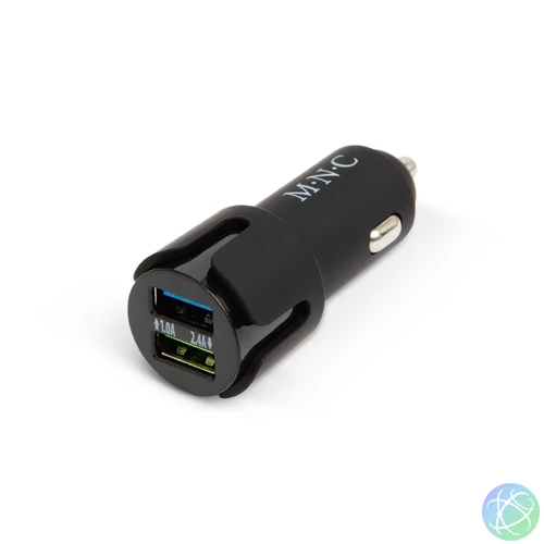 Autós szivargyújtó adapter, 2 x USB aljzattal, 2,4 A, Fekete