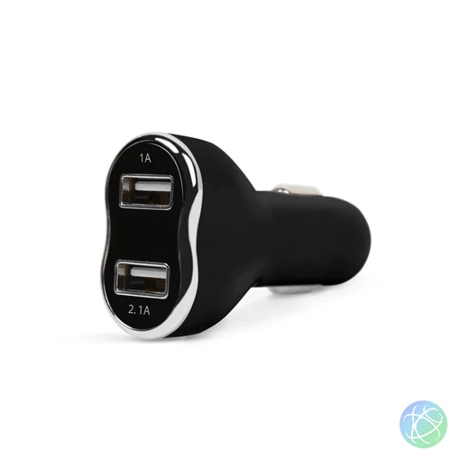Autós szivargyújtó adapter, 2 x USB, fekete