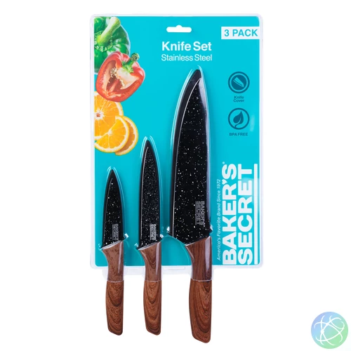 Baker's Secret 3 darabos konyhai kés szett + pengevédő