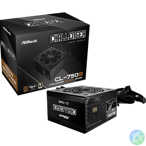ASRock Challenger CL-750B 750W 80 PLUS BRONZE tápegység, fekete