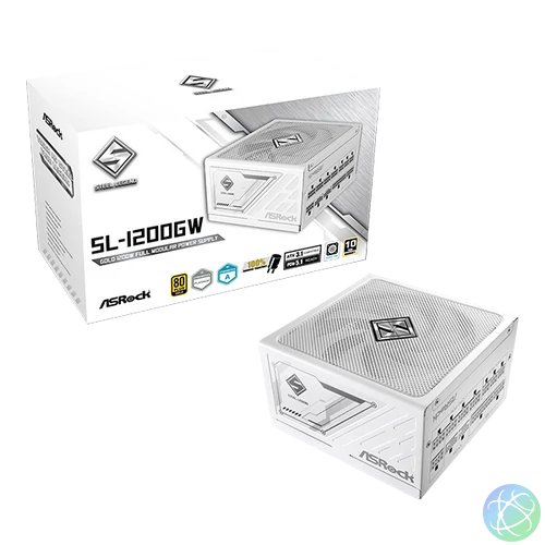 ASRock Steel Legend SL-1200GW 1200W 80 PLUS Gold Moduláris Tápegység, fehér