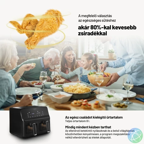 Lauben DualZone® Air Fryer 8000BC - Kétzónás Forró levegős fritőz