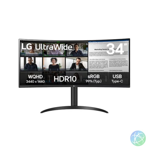 LG 34" 34WR55QK-B ívelt UltraWide™ 21:9 WQHD monitor