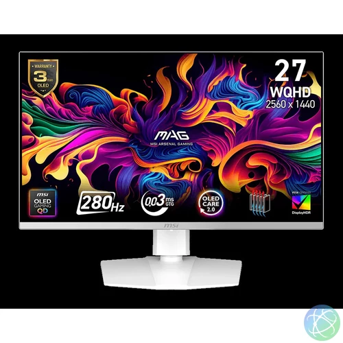MSI MAG 272QPW QD-OLED X28 - 26.5" WQHD QD-OLED 280Hz montor, fehér