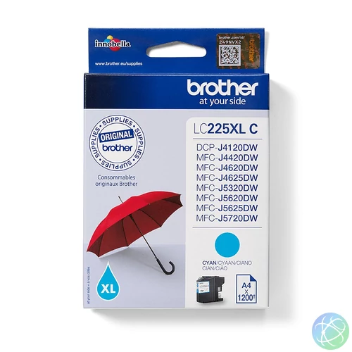 Brother LC225XLC tintapatron 1 db Eredeti Nagy (XL) kapacitású Cián