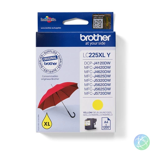 Brother LC225XLY tintapatron 1 db Eredeti Nagy (XL) kapacitású Sárga