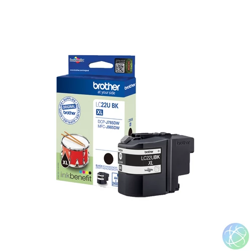 Brother LC22UBK tintapatron 1 db Eredeti Nagy (XL) kapacitású Fekete
