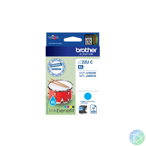 Brother LC22UC tintapatron 1 db Eredeti Nagy (XL) kapacitású Cián