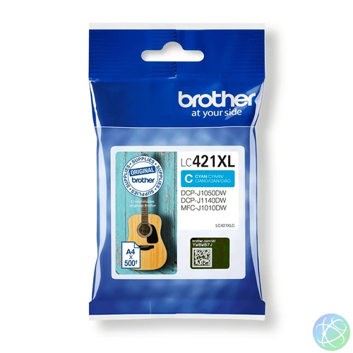 Brother LC-421XLC tintapatron 1 db Eredeti Nagy (XL) kapacitású Cián
