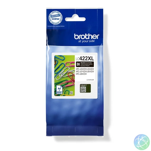 Brother LC422XLBK tintapatron 1 db Eredeti Nagy (XL) kapacitású Fekete