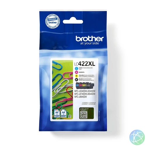Brother LC422XLVAL tintapatron 4 db Eredeti Fekete, Cián, Magenta, Sárga