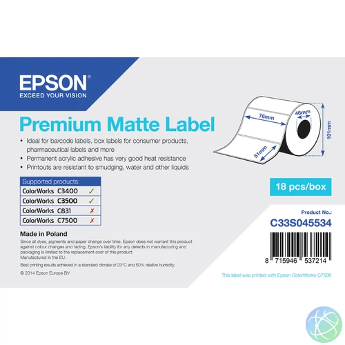Epson Premium Matte Label Fehér