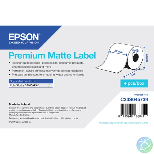 Epson C33S045739 nyomtató címke Fehér