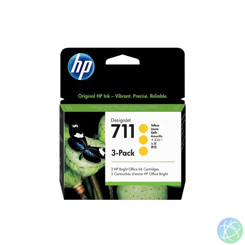 HP 711 3 darabos, 29 ml-es sárga DesignJet tintapatronok