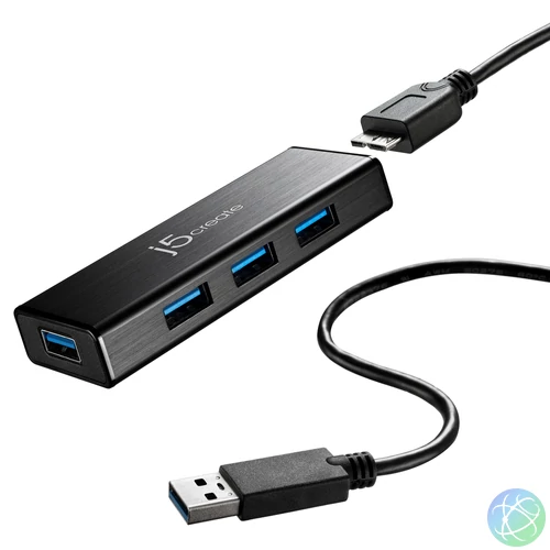 j5create JUH340 USB 3.2 Gen 1 (3.1 Gen 1) Micro-B 5000 Mbit/s Fekete