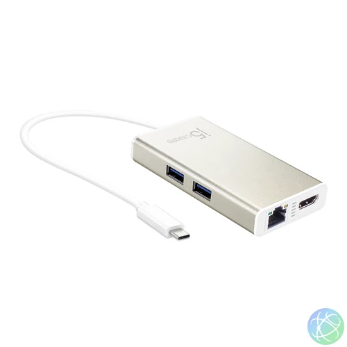 j5create JCA374 Vezetékes USB C-típus Arany, Fehér