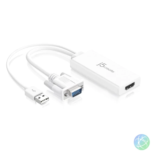 j5create JDA214 0,176 M VGA, USB A HDMI Fehér