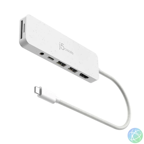 j5create JCD373EW-N hálózati csatlakozó USB C-típus 5000 Mbit/s Fehér