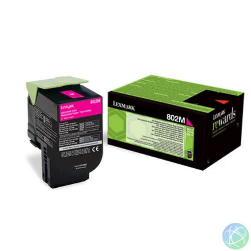 Lexmark 802M Toner, Magenta, 1K, Eredeti (80C20M0)